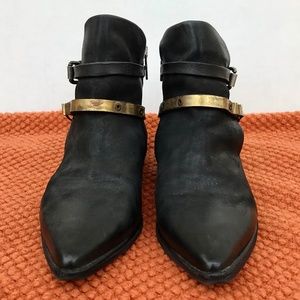 A.S. 98 Point Black Leather Boots with Brass Details